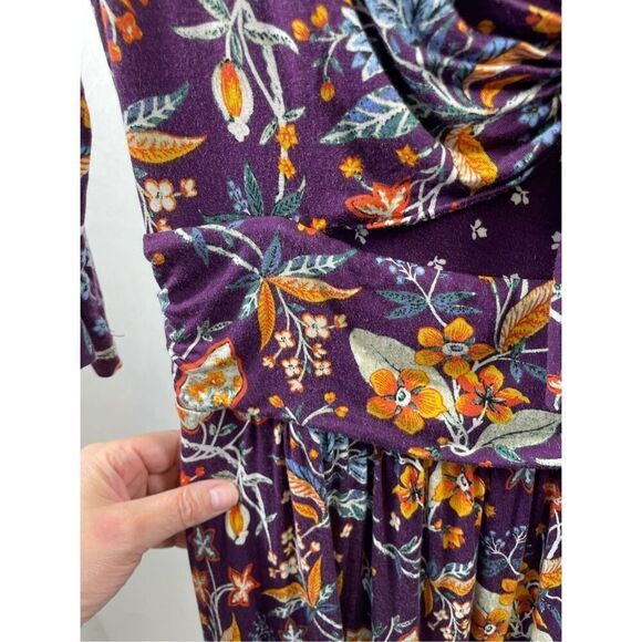 Maeve Anthropologie Burgundy Floral Pullover Dress Size M - Picture 6 of 13